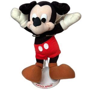 Vintage Disney 1985 Applause Mickey Mouse Plush 15" + Hang Tag & Stand Retro Toy